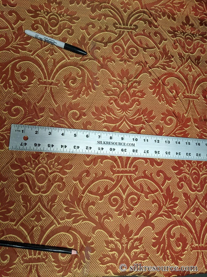 Clarence House "ankara" 100%silk Damask Burgundy &amp; Copper Gold MSRP USD 208/Y