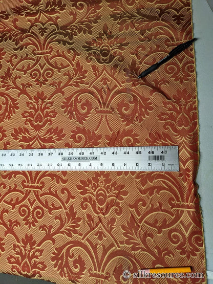 Clarence House "ankara" 100%silk Damask Burgundy &amp; Copper Gold MSRP USD 208/Y