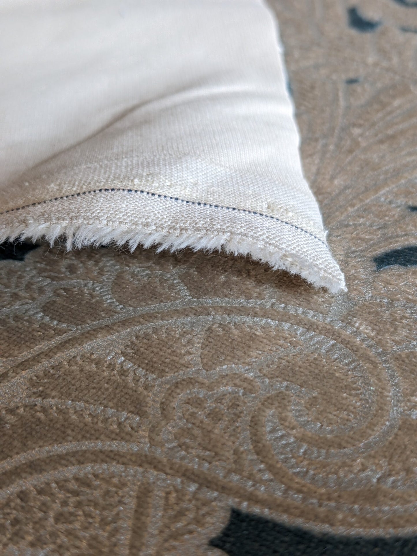 Scalamandre Palermo Velvet Paisley Beryl Blue Printed Velvet Botanical Foliage