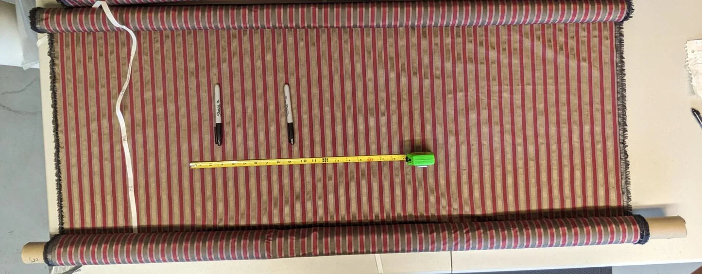 4.25Y Scalamandre 100%silk Shirred Stripe Persimmon Red Bronze MSRP USD 363/Y minor defects