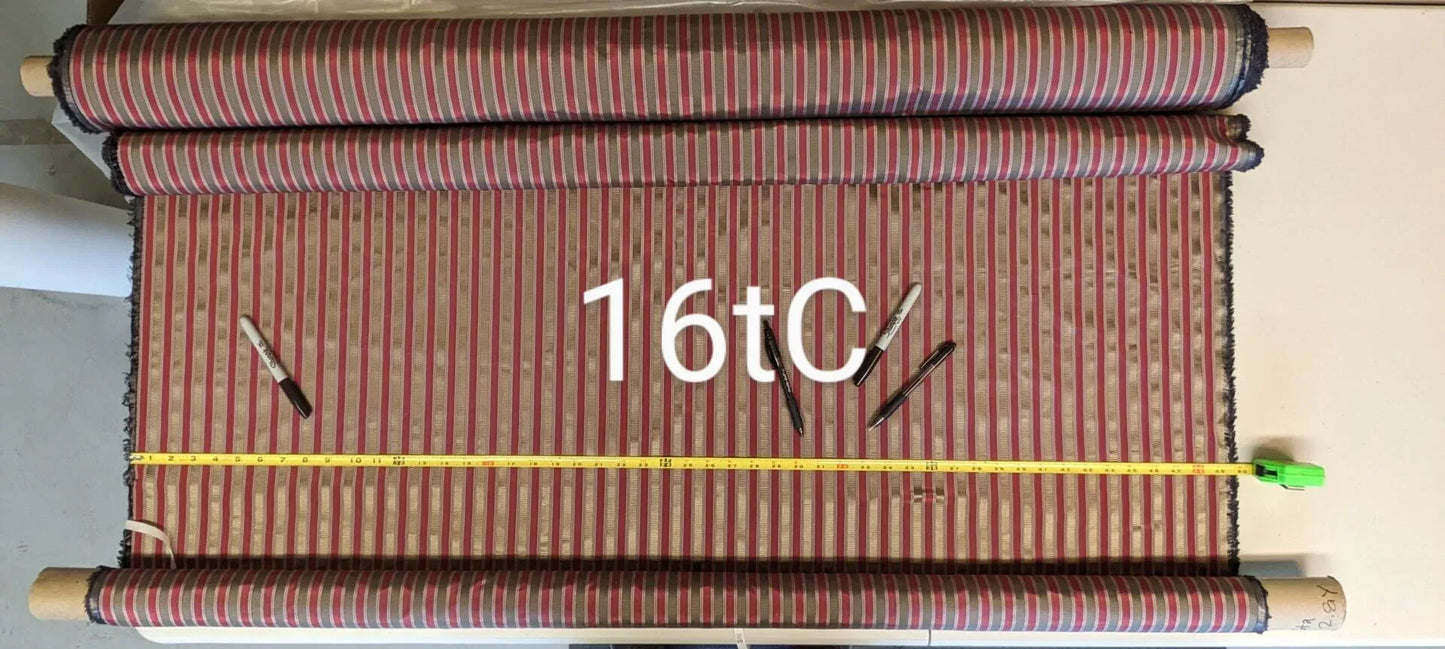 2.6Y Scalamandre 100% silk Shirred Stripe Persimmon Red Bronze Luxurious Timeless MSRP USD 363/Y minor defects