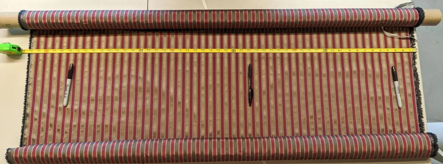 2.6Y Scalamandre 100% silk Shirred Stripe Persimmon Red Bronze Luxurious Timeless MSRP USD 363/Y minor defects