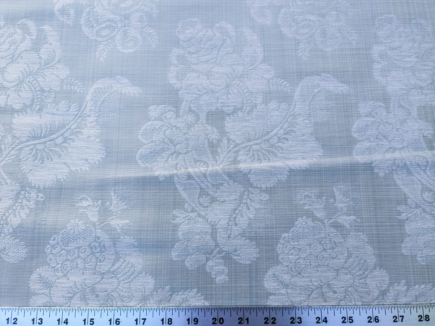 By Yard Scalamandre Uppsala White On Gustavian Blue Green Silk Damask MSRP USD 588/y