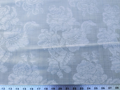 By Yard Scalamandre Uppsala White On Gustavian Blue Green Silk Damask MSRP USD 588/y