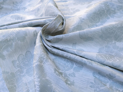 By Yard Scalamandre Uppsala White On Gustavian Blue Green Silk Damask MSRP USD 588/y