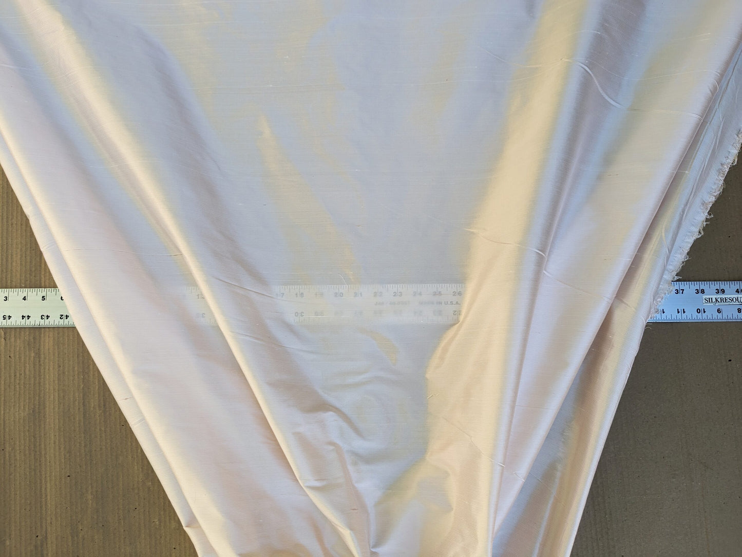 Scalamandre Silk Sheer Candy Stripe Peach Baby Pink Peach Cream 82% Silk 18% Dacron