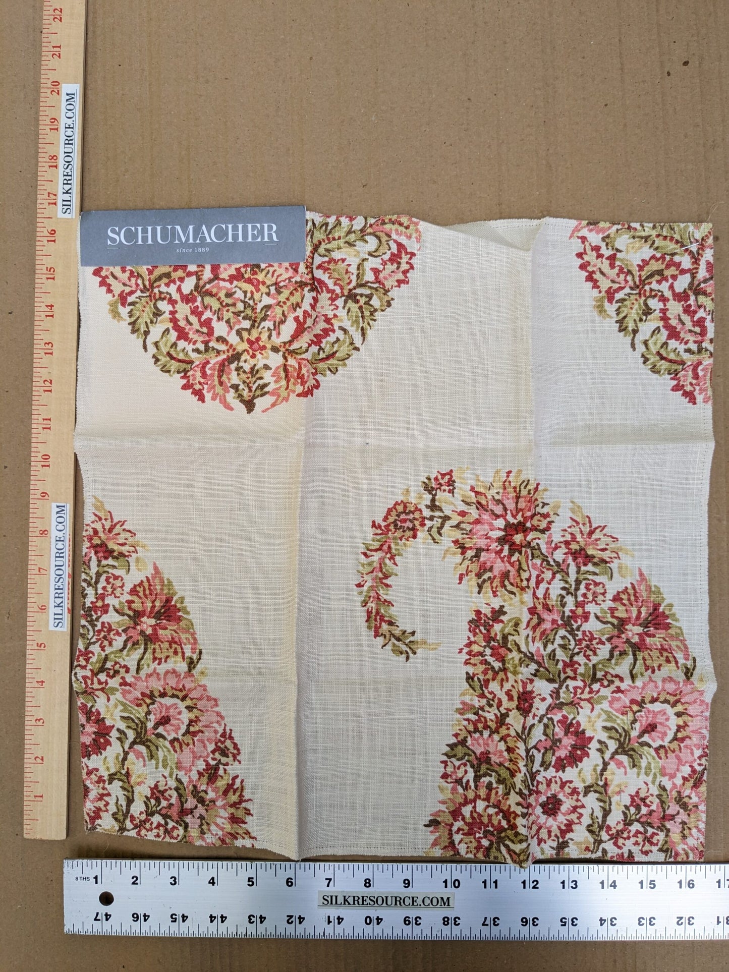 Schumacher Shirala Paisley in Berry Red Multicolor floral patterns Wallpaper MSRP USD 368/y