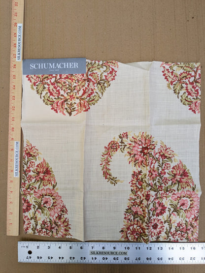 Schumacher Shirala Paisley in Berry Red Multicolor floral patterns Wallpaper MSRP USD 368/y