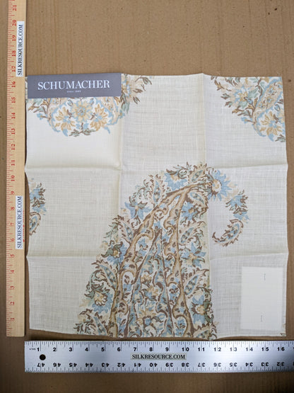 Schumacher Shirala Paisley in Aqua Multicolor floral patterns Wallpaper MSRP USD 368/y