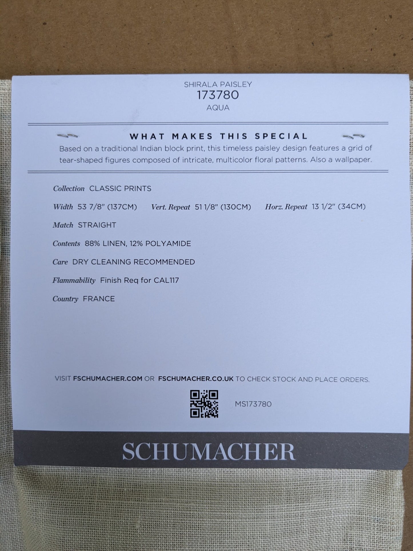 Schumacher Shirala Paisley in Aqua Multicolor floral patterns Wallpaper MSRP USD 368/y