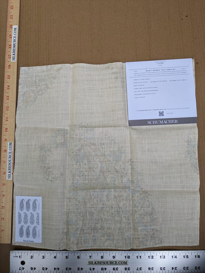 Schumacher Shirala Paisley in Aqua Multicolor floral patterns Wallpaper MSRP USD 368/y