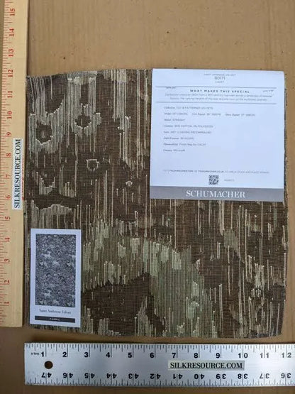 Schumacher Saint Ambrose Velvet in Cadet Blue Animals and flowers Cut and pattern velvets MSRP USD 596/y