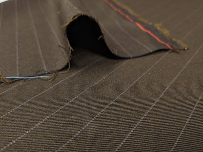 By Yd High End 100%WOOL SATIN STRIPE DEEP CHARCOAL from UK MSRP USD160+/y