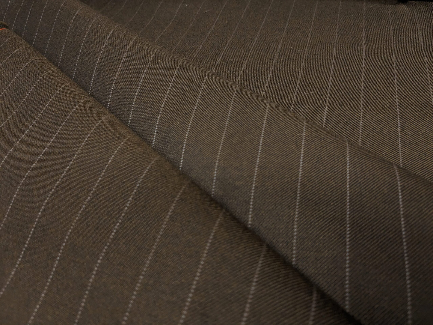By Yd High End 100%WOOL SATIN STRIPE DEEP CHARCOAL from UK MSRP USD160+/y