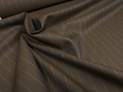 By Yd High End 100%WOOL SATIN STRIPE DEEP CHARCOAL from UK MSRP USD160+/y