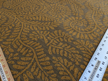 Scalamandre Arbois Jacquard Umber &amp; Ochre Gold Trees Curvy Fern Leaves Heavy Cotton Tapestry MSRPUSD 219/Y