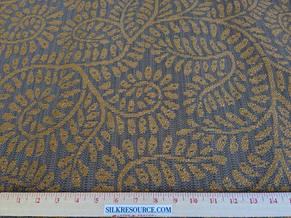 Scalamandre Arbois Jacquard Umber &amp; Ochre Gold Trees Curvy Fern Leaves Heavy Cotton Tapestry MSRPUSD 219/Y