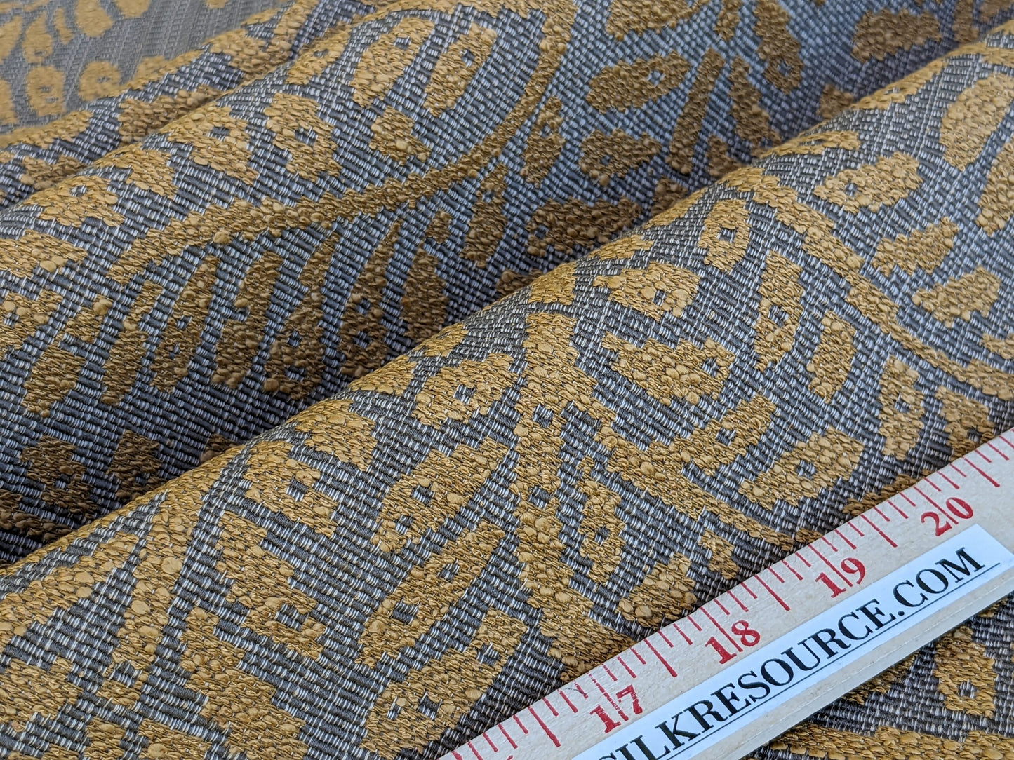 Scalamandre Arbois Jacquard Umber &amp; Ochre Gold Trees Curvy Fern Leaves Heavy Cotton Tapestry MSRPUSD 219/Y