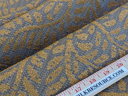Scalamandre Arbois Jacquard Umber &amp; Ochre Gold Trees Curvy Fern Leaves Heavy Cotton Tapestry MSRPUSD 219/Y
