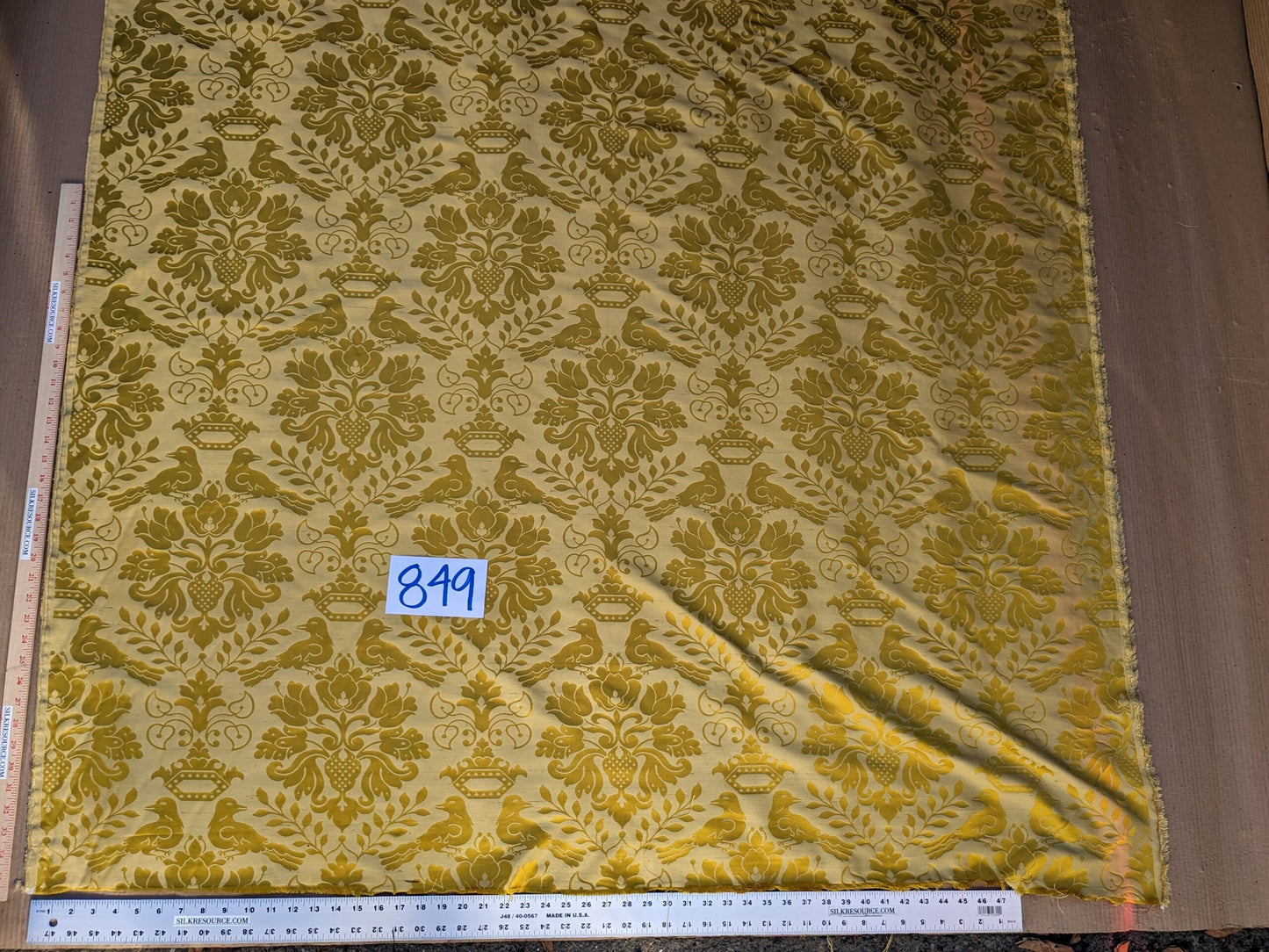 1.5Y Scalamandre 100%silk Love Bird Gold MSRP USD664/Y