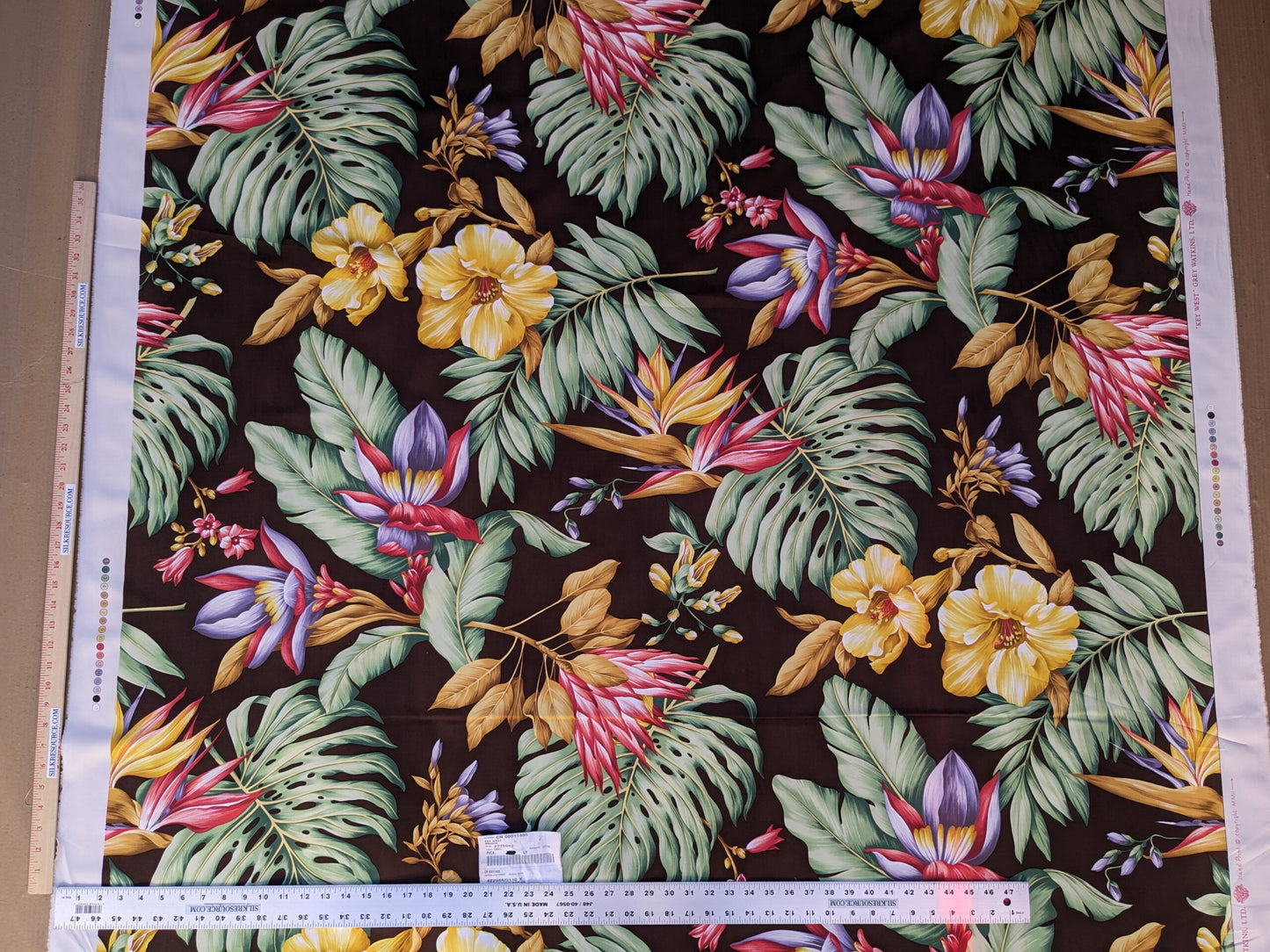 By Yard Scalamandre Key West Gw Brown Tropical Flower Hibiscus Monstera bird of paradise Banana Print MSRP USD 288/Yd