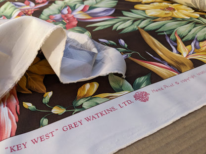 By Yard Scalamandre Key West Gw Brown Tropical Flower Hibiscus Monstera bird of paradise Banana Print MSRP USD 288/Yd