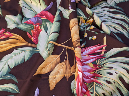 By Yard Scalamandre Key West Gw Brown Tropical Flower Hibiscus Monstera bird of paradise Banana Print MSRP USD 288/Yd
