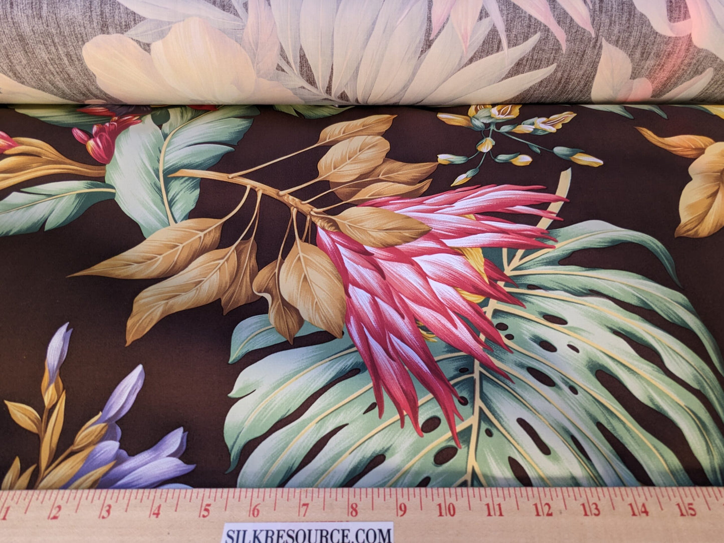 By Yard Scalamandre Key West Gw Brown Tropical Flower Hibiscus Monstera bird of paradise Banana Print MSRP USD 288/Yd