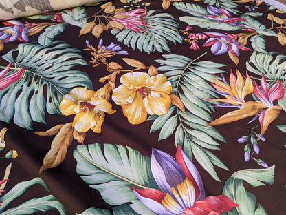 By Yard Scalamandre Key West Gw Brown Tropical Flower Hibiscus Monstera bird of paradise Banana Print MSRP USD 288/Yd