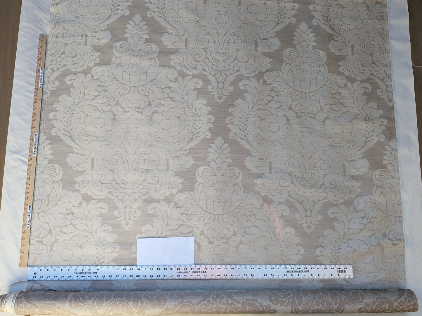 By Yd  Kravet Couture Silk Damask Organza Sheer Light Bronze Ivory Cream Semi Sheer MSRP USD159/y 3648.16