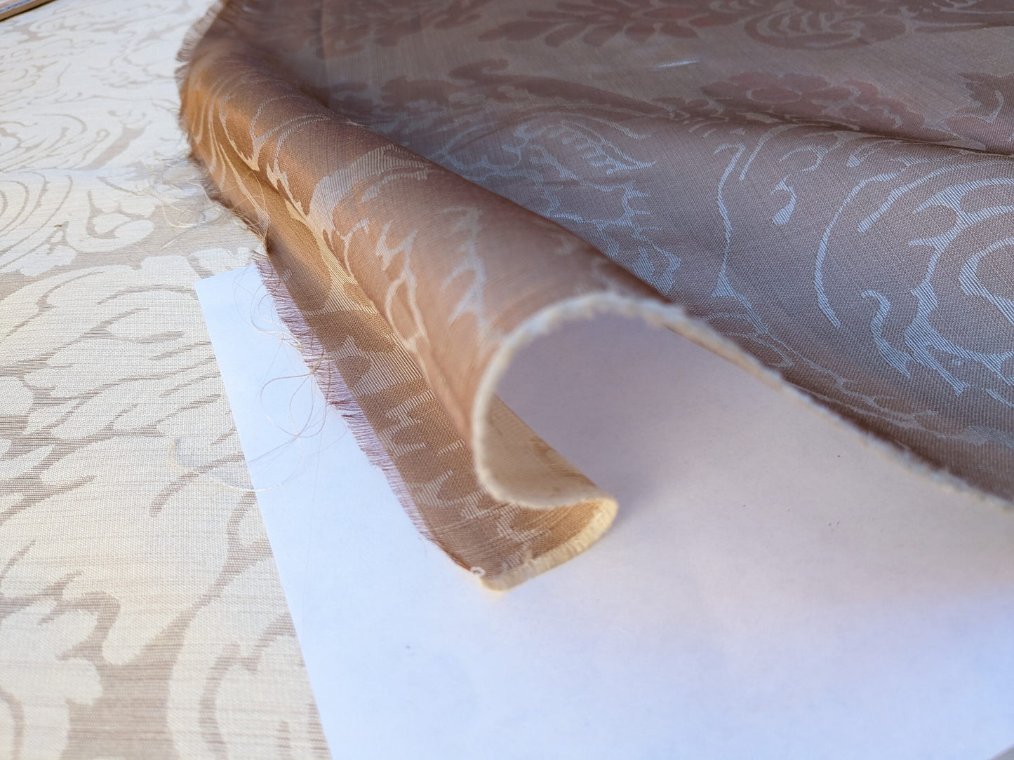 By Yd  Kravet Couture Silk Damask Organza Sheer Light Bronze Ivory Cream Semi Sheer MSRP USD159/y 3648.16