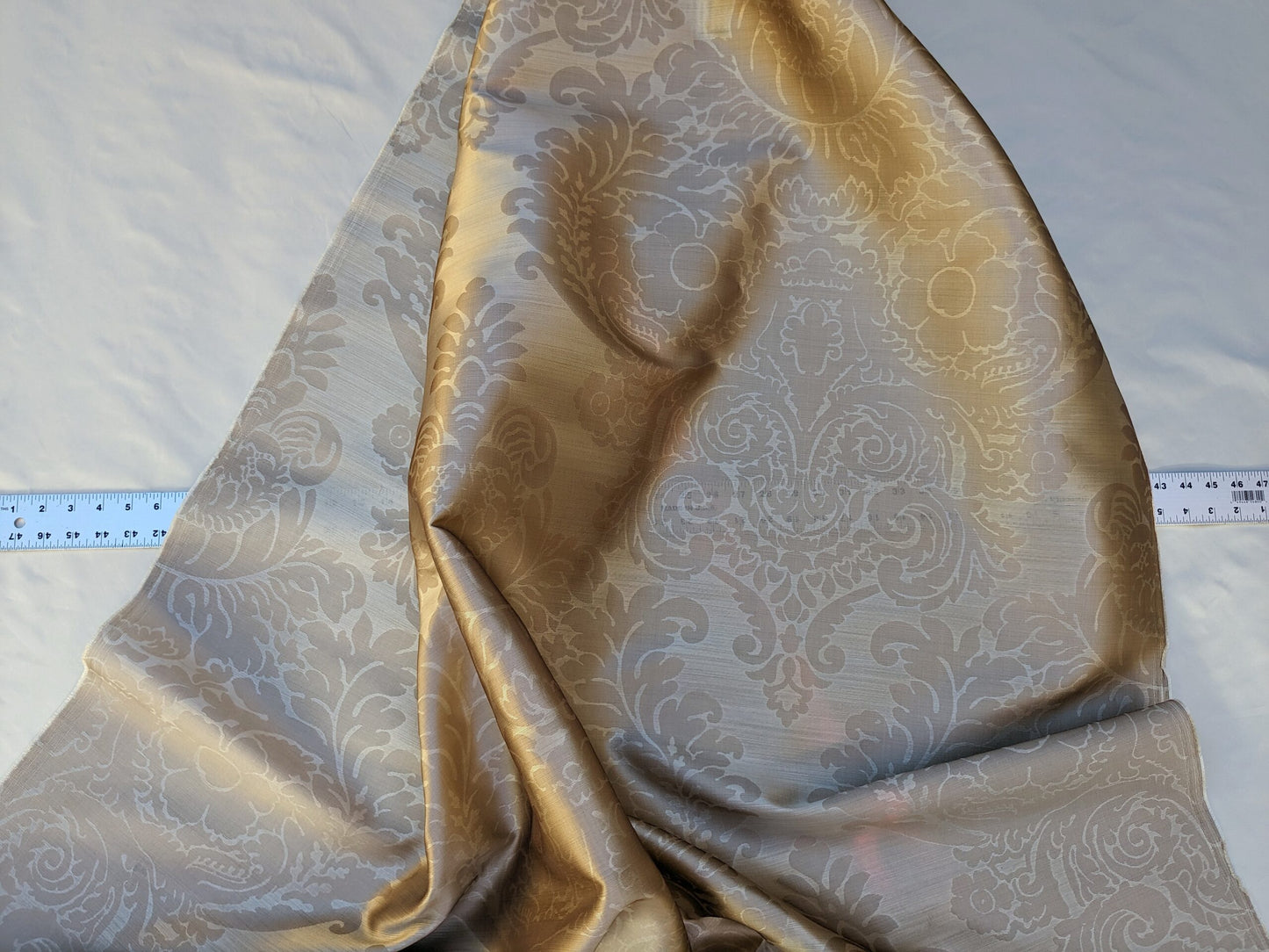 By Yd  Kravet Couture Silk Damask Organza Sheer Light Bronze Ivory Cream Semi Sheer MSRP USD159/y 3648.16