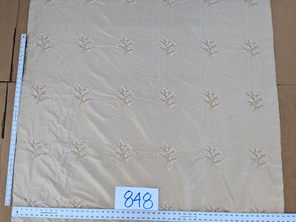 By Yd Kravet Silk Dupioni Embroidery Beige Pink Sprig MSRP USD 100+/Y