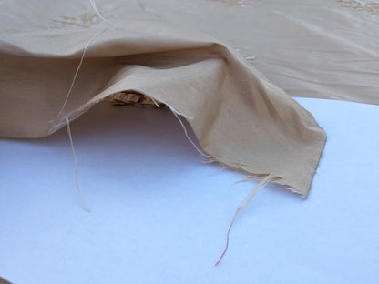 By Yd Kravet Silk Dupioni Embroidery Beige Pink Sprig MSRP USD 100+/Y