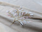 By Yd Kravet Silk Dupioni Embroidery Beige Pink Sprig MSRP USD 100+/Y