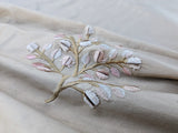By Yd Kravet Silk Dupioni Embroidery Beige Pink Sprig MSRP USD 100+/Y