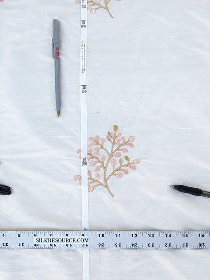 2.5Y Kravet Silk Dupioni Embroidery White Pink Sprig MSRP USD 100+/Y Minor defects