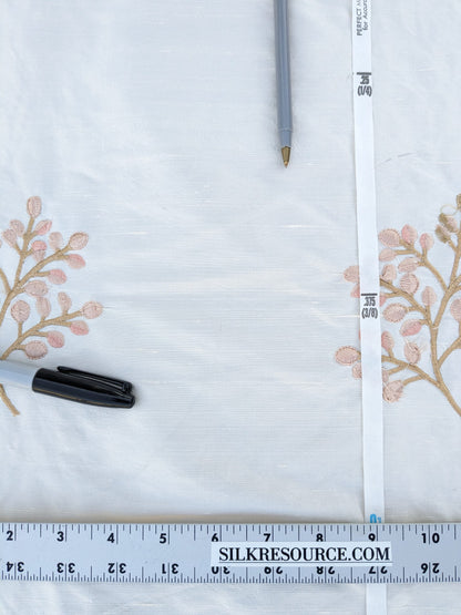 2.5Y Kravet Silk Dupioni Embroidery White Pink Sprig MSRP USD 100+/Y Minor defects
