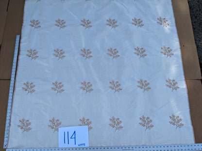 By Yd Kravet Silk Dupioni Embroidery White Pink Sprig MSRP USD 100+/Y