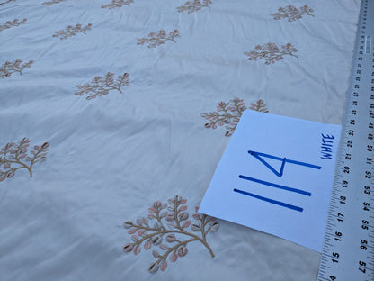 By Yd Kravet Silk Dupioni Embroidery White Pink Sprig MSRP USD 100+/Y