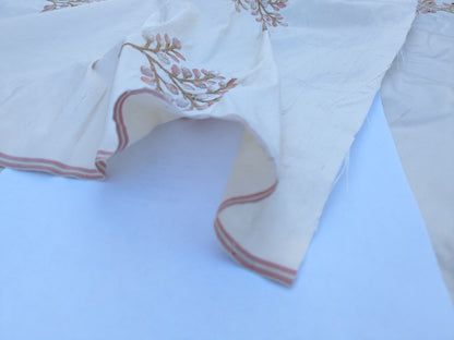 2.5Y Kravet Silk Dupioni Embroidery White Pink Sprig MSRP USD 100+/Y Minor defects