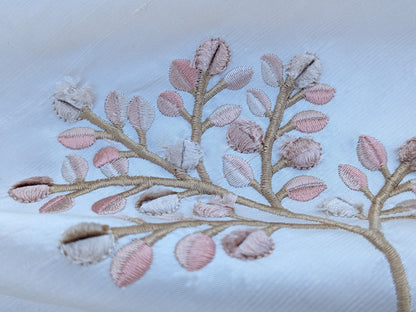 2.5Y Kravet Silk Dupioni Embroidery White Pink Sprig MSRP USD 100+/Y Minor defects