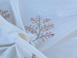 By Yd Kravet Silk Dupioni Embroidery White Pink Sprig MSRP USD 100+/Y