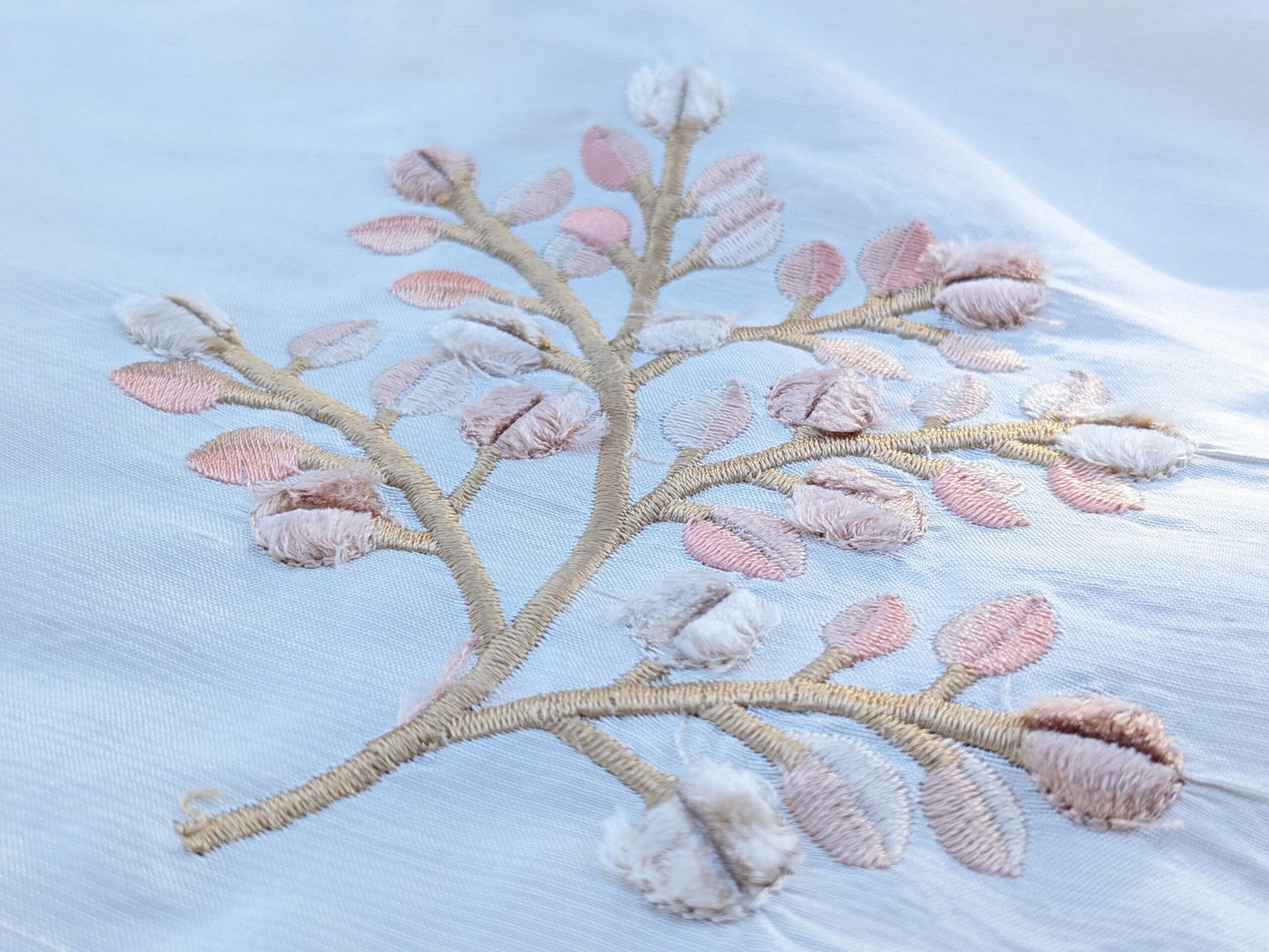 2.5Y Kravet Silk Dupioni Embroidery White Pink Sprig MSRP USD 100+/Y Minor defects