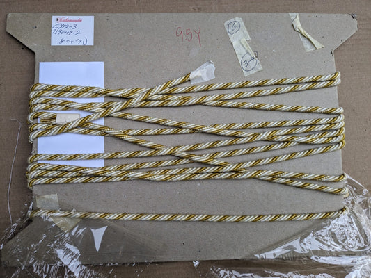9.5Y Scalamandre Designer Trim Twisted Rope Dark Gold Cream