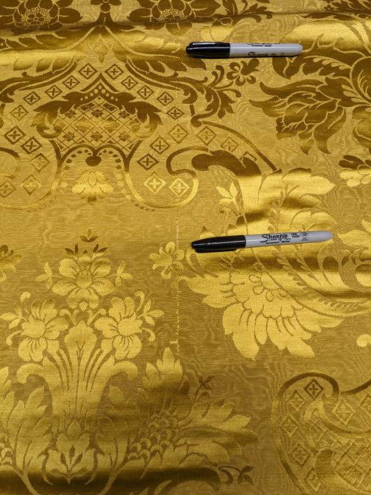 1.2Y Scalamandre Silk &amp; Linen Renaissance Damask Lotus Rose Gilded Gold Glamour! Minor Defect
