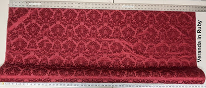 High End Veranda Renaissance Damask 100% Silk Ruby Red Crimson