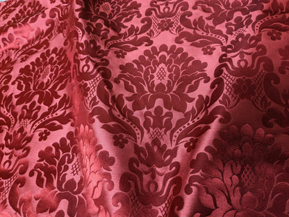 High End Veranda Renaissance Damask 100% Silk Ruby Red Crimson