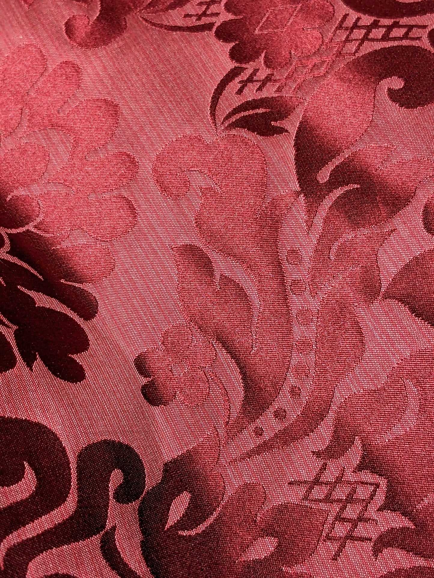 High End Veranda Renaissance Damask 100% Silk Ruby Red Crimson