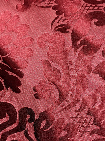 High End Veranda Renaissance Damask 100% Silk Ruby Red Crimson